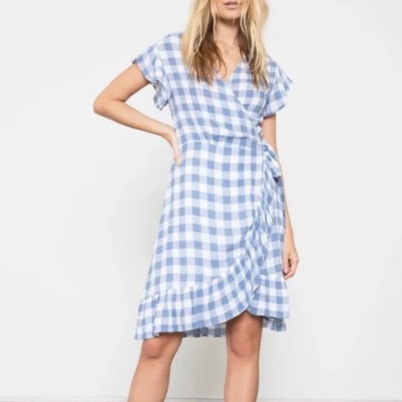 Rails Gingham Wrap Dress Size Medium - Picture 2 of 6